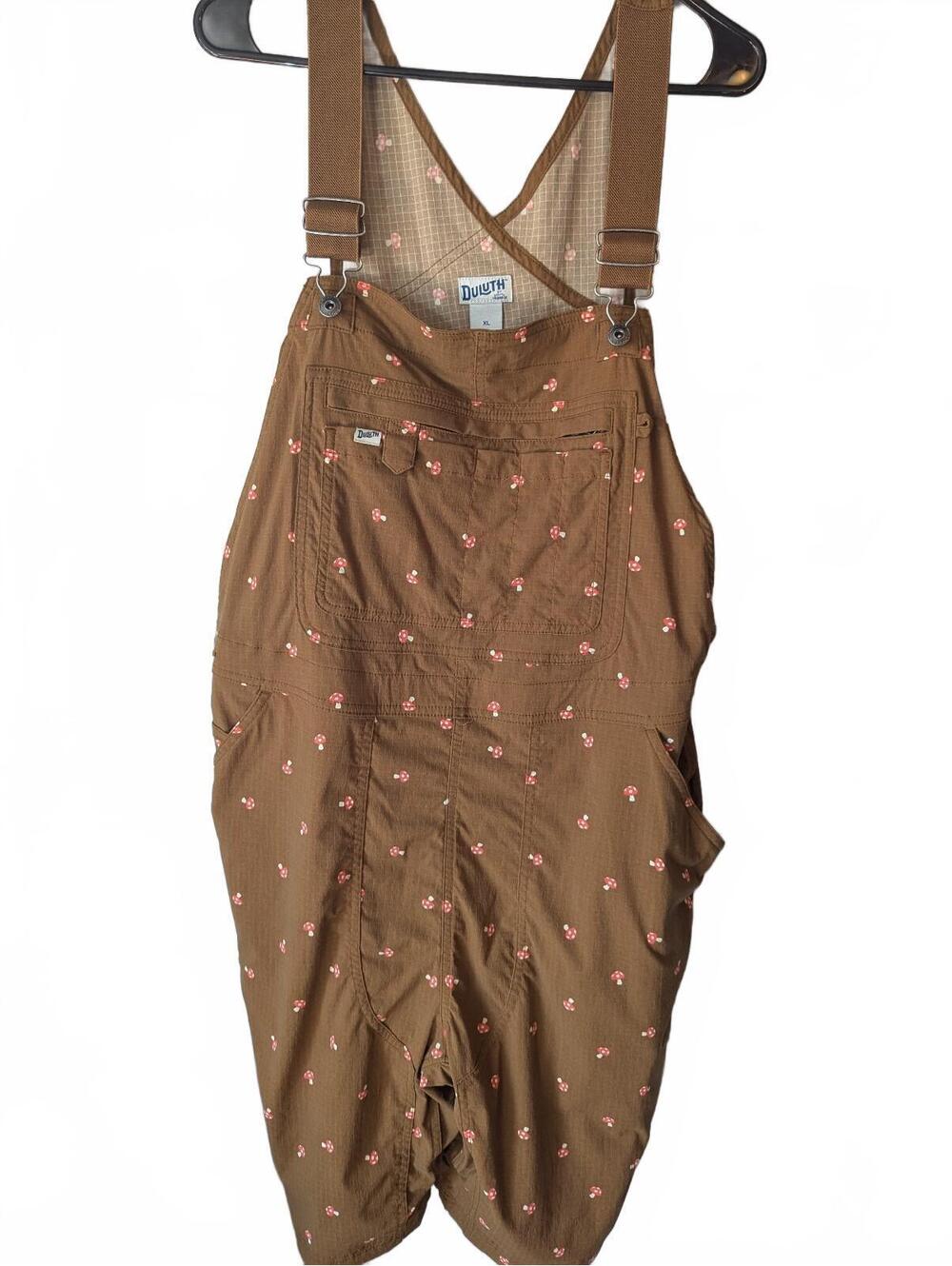 Duluth Trading Co. Women's XL Brown Mushroom Print Overalls